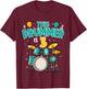 3 Years Old Drummer 3rd Birthday Drum Set Drumming T-Shirt - T-Shirt | Maroon