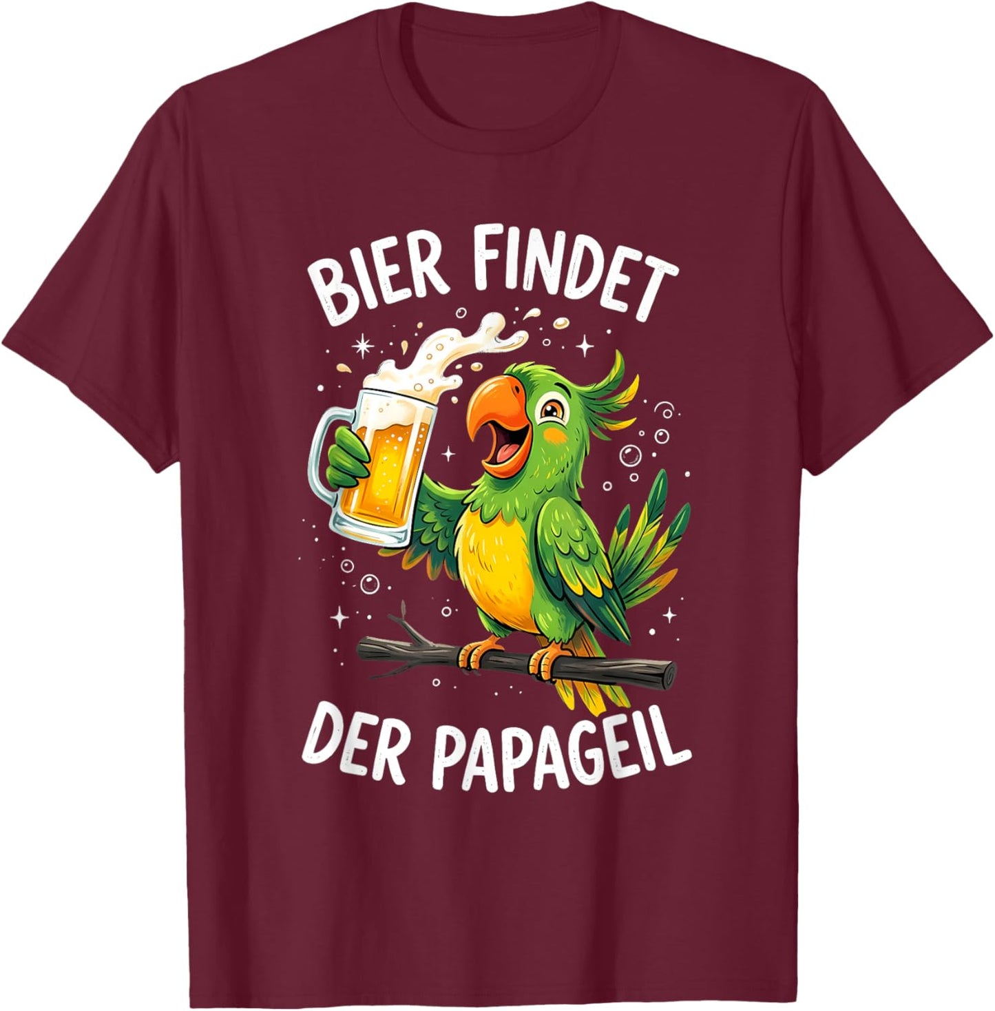 Bier Findet Der Papageil T-Shirt - T-Shirt | Maroon