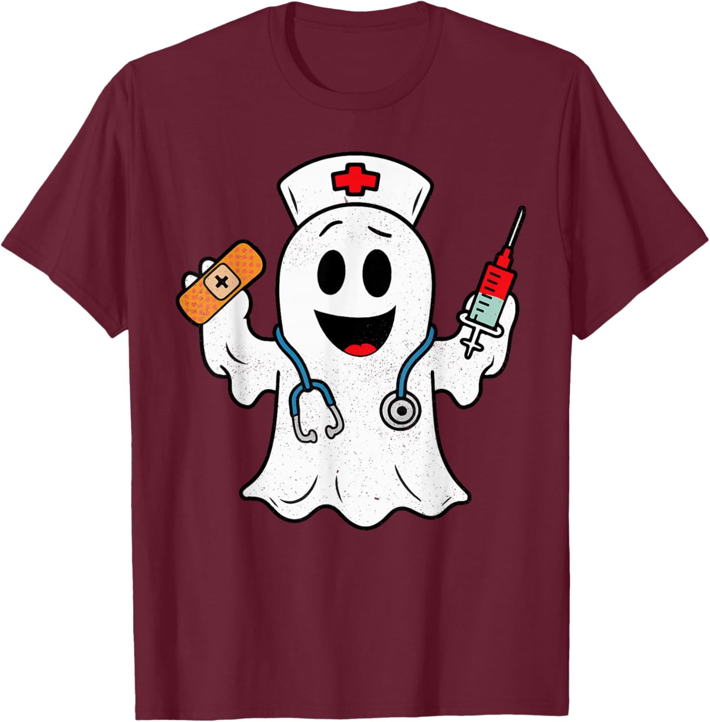 Nurse Ghost Scrub Cute Halloween Costume For Nurses Women RN T-Shirt - T-Shirt | Maroon