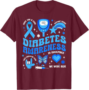 Diabetes Awareness Toddler Ribbon T1D Support Warrior Squad T-Shirt - T-Shirt | Maroon