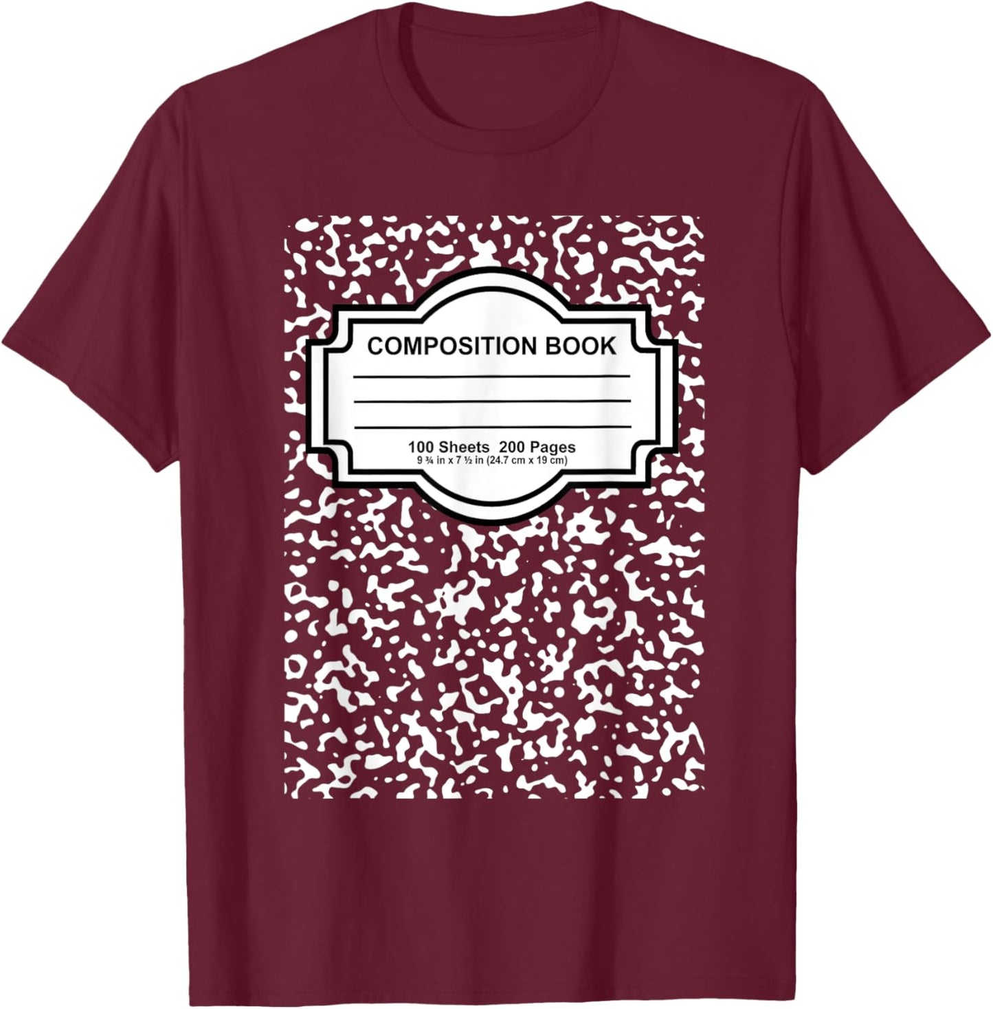 Composition Notebook Costume - Matching Group Halloween T-Shirt - T-Shirt | Maroon
