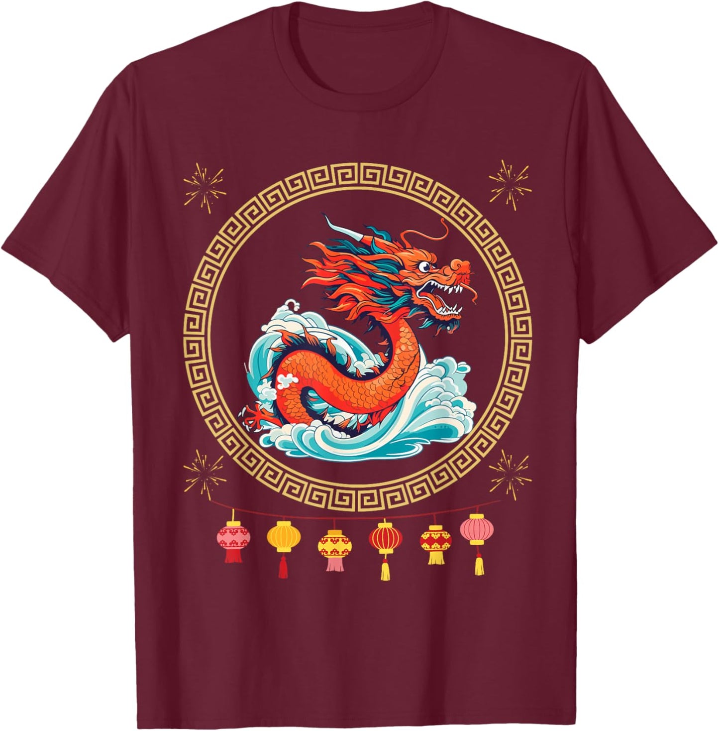 Happy New Year 2025 Year of the Dragon Chinese Zodiac T-Shirt - T-Shirt | Maroon