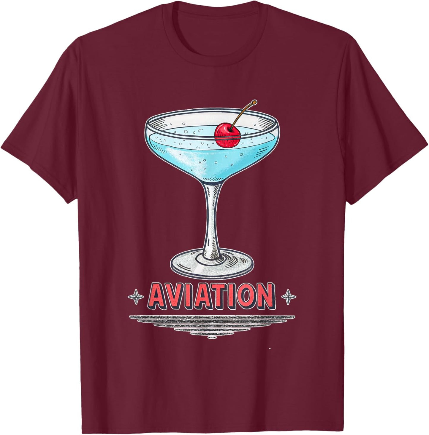 Retro Aviation Cocktails Design T-Shirt - T-Shirt | Maroon