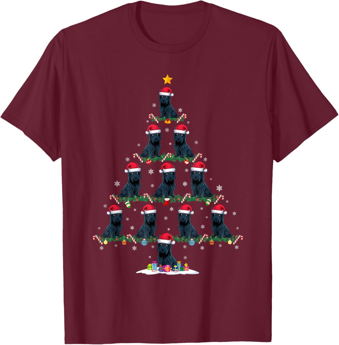 Funny Xmas Tree Scottie Dog Owner Gifts Scottie Dog Christmas Tree Pajama -Adults -Kids Black Short Sleeve Small T-Shirt - T-Shirt | Maroon