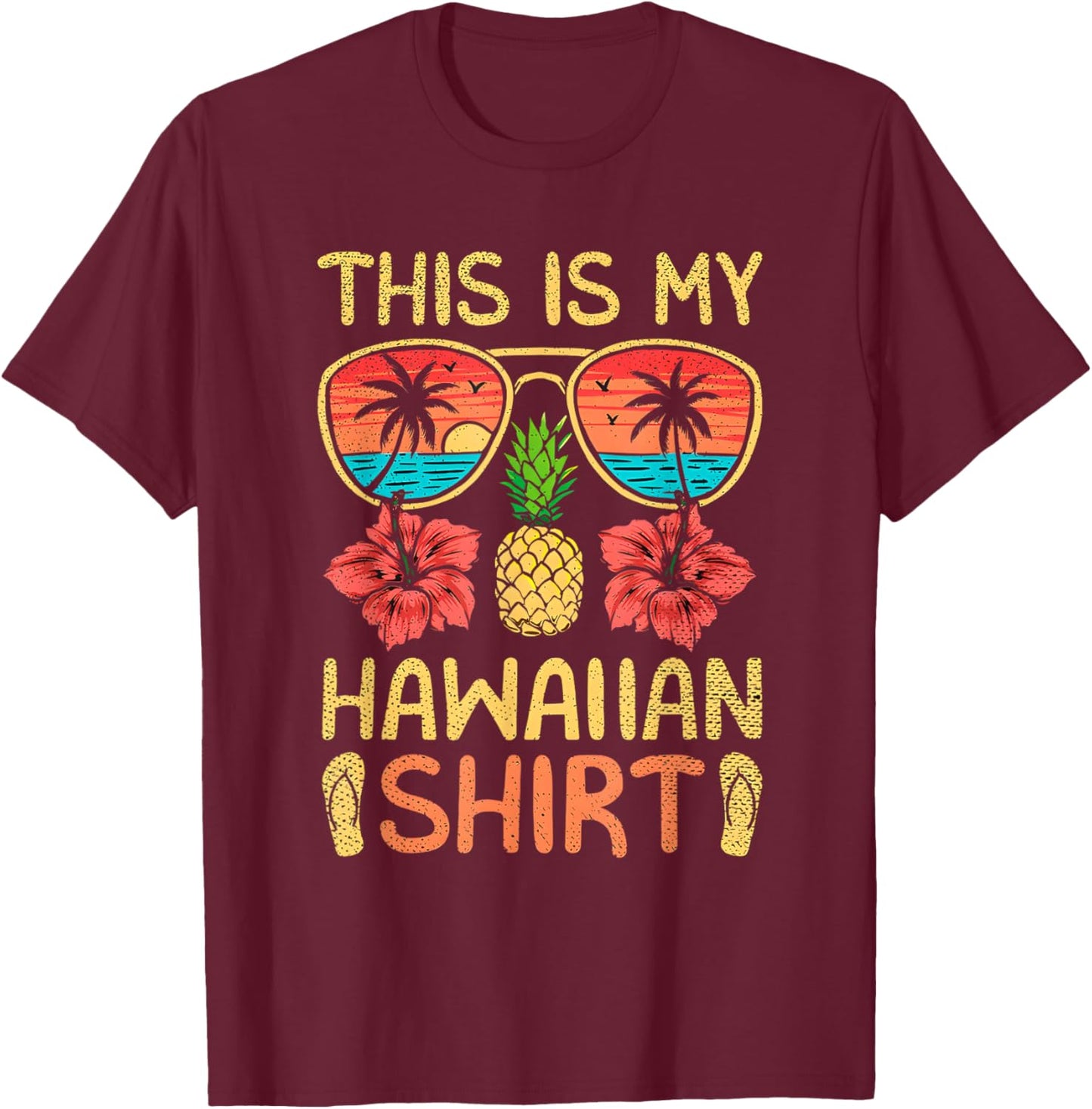 Tropical Flowers T-Shirt - T-Shirt | Maroon
