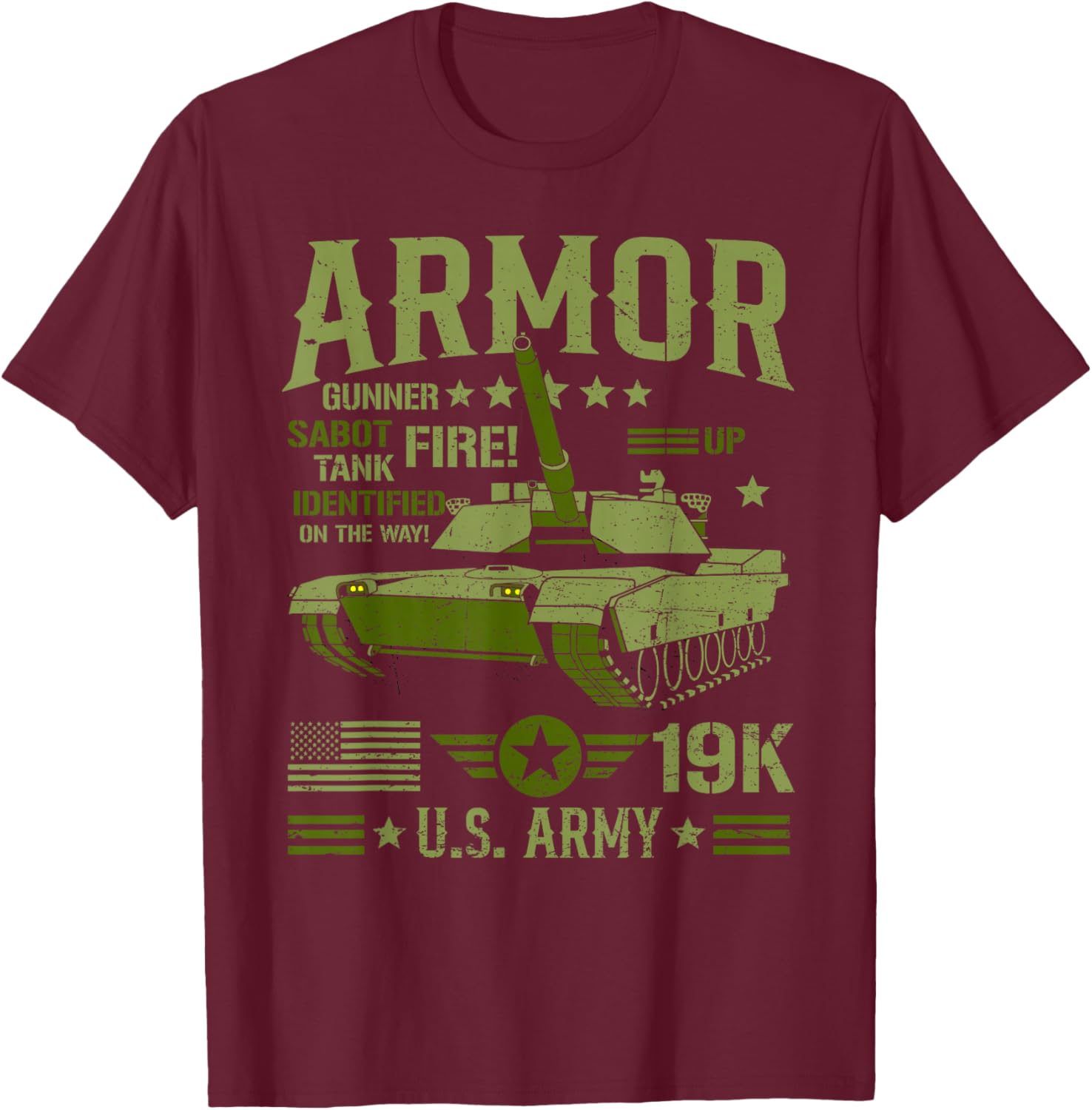 Armor Of US Military M1 Abrams Battle Tank 19K Tanker T-Shirt - T-Shirt | Maroon