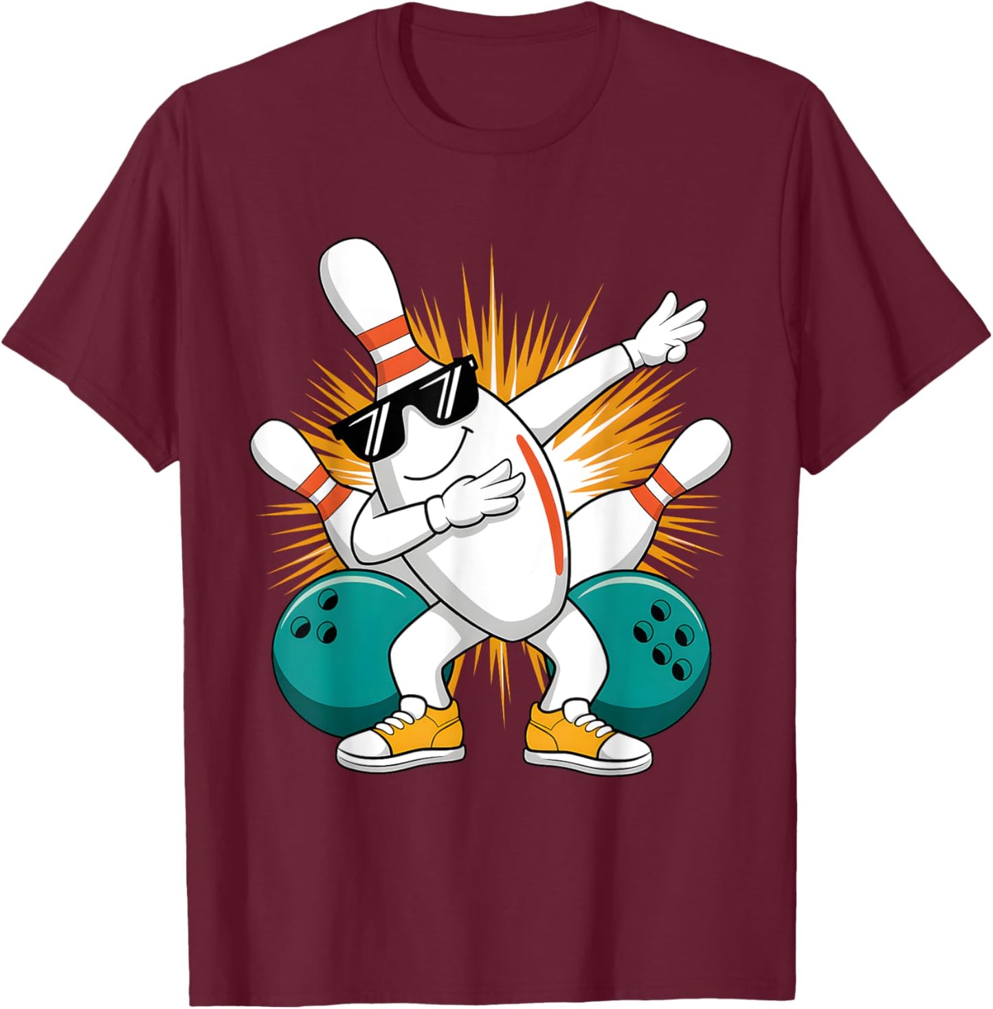 Dabbing Bowling Pin Bowler Player Funny Bowling Men Women T-Shirt - T-Shirt | Maroon