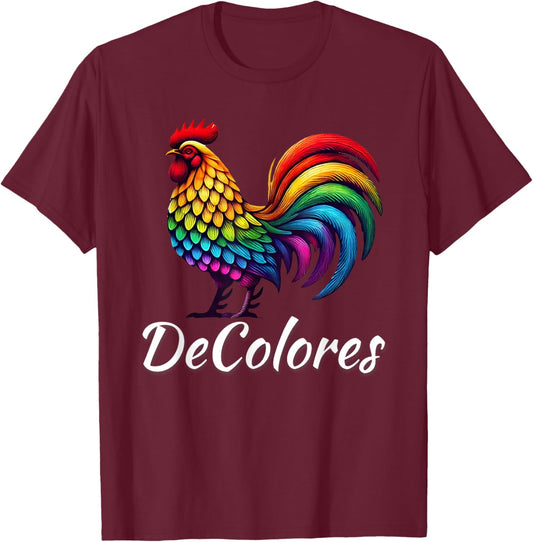DeColores Cursillo Raibow Rooster Catholic T-Shirt - T-Shirt | Maroon