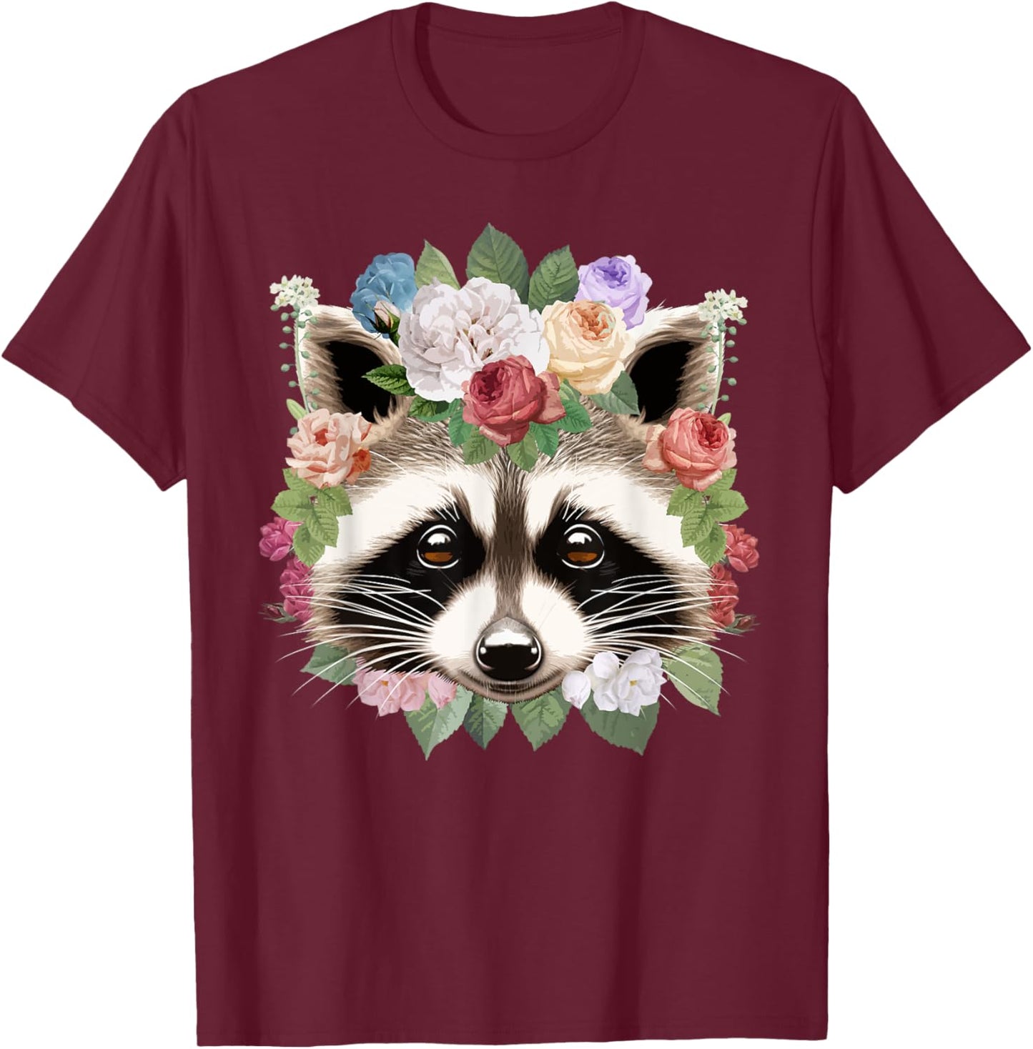 Cute Raccoon Art Girls Kids Racoon Lover Raccoon T-Shirt - T-Shirt | Maroon