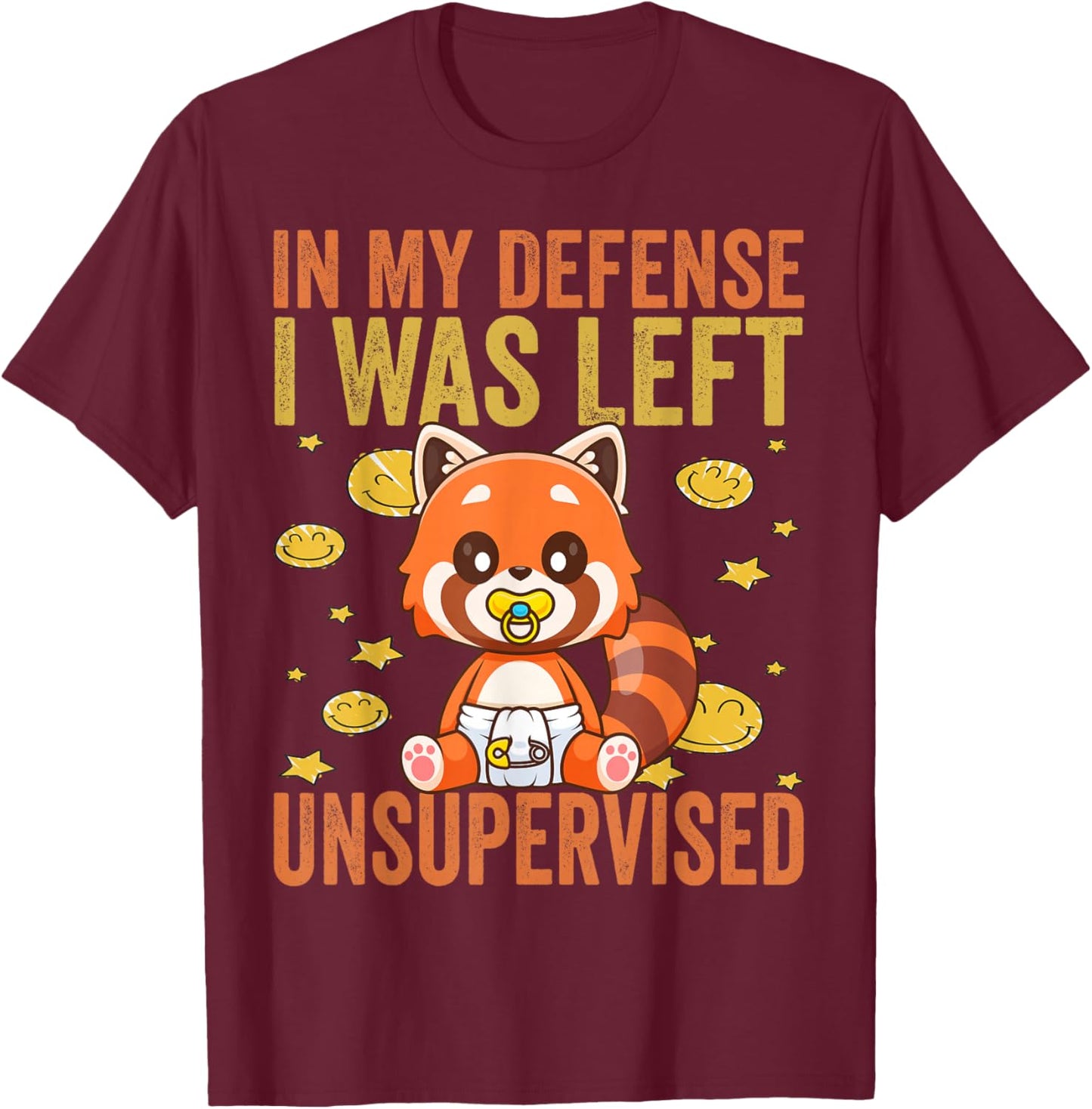 In My Defense I Was Left Unsupervised - Funny Kids toddlers T-Shirt - T-Shirt | Maroon