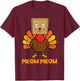 Turkey Cat Meow Funny Thanksgiving Men Women Boy Girl Kids T-Shirt - T-Shirt | Maroon