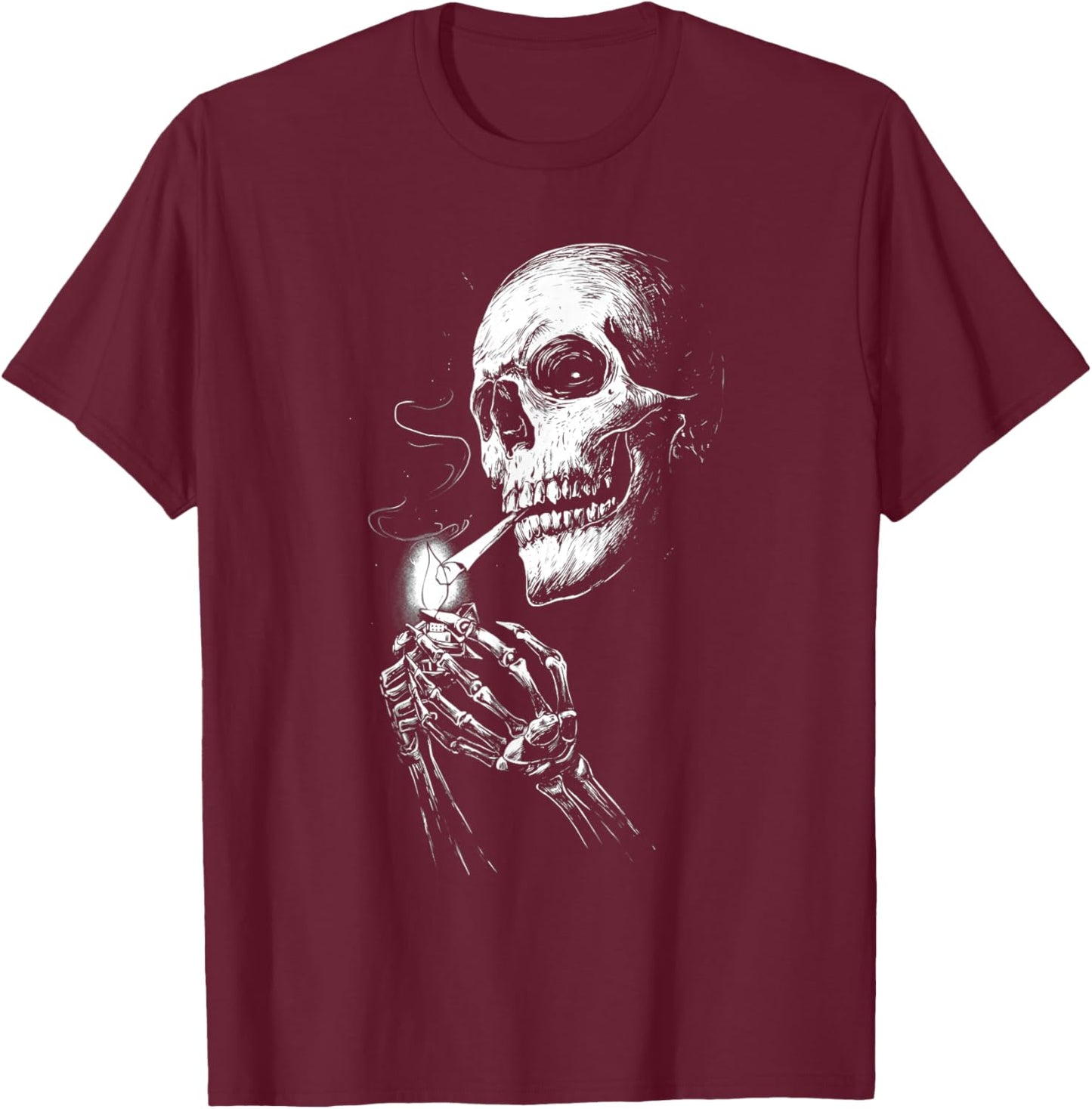 Gritty Skeleton Lighting Smoke T-Shirt - T-Shirt | Maroon