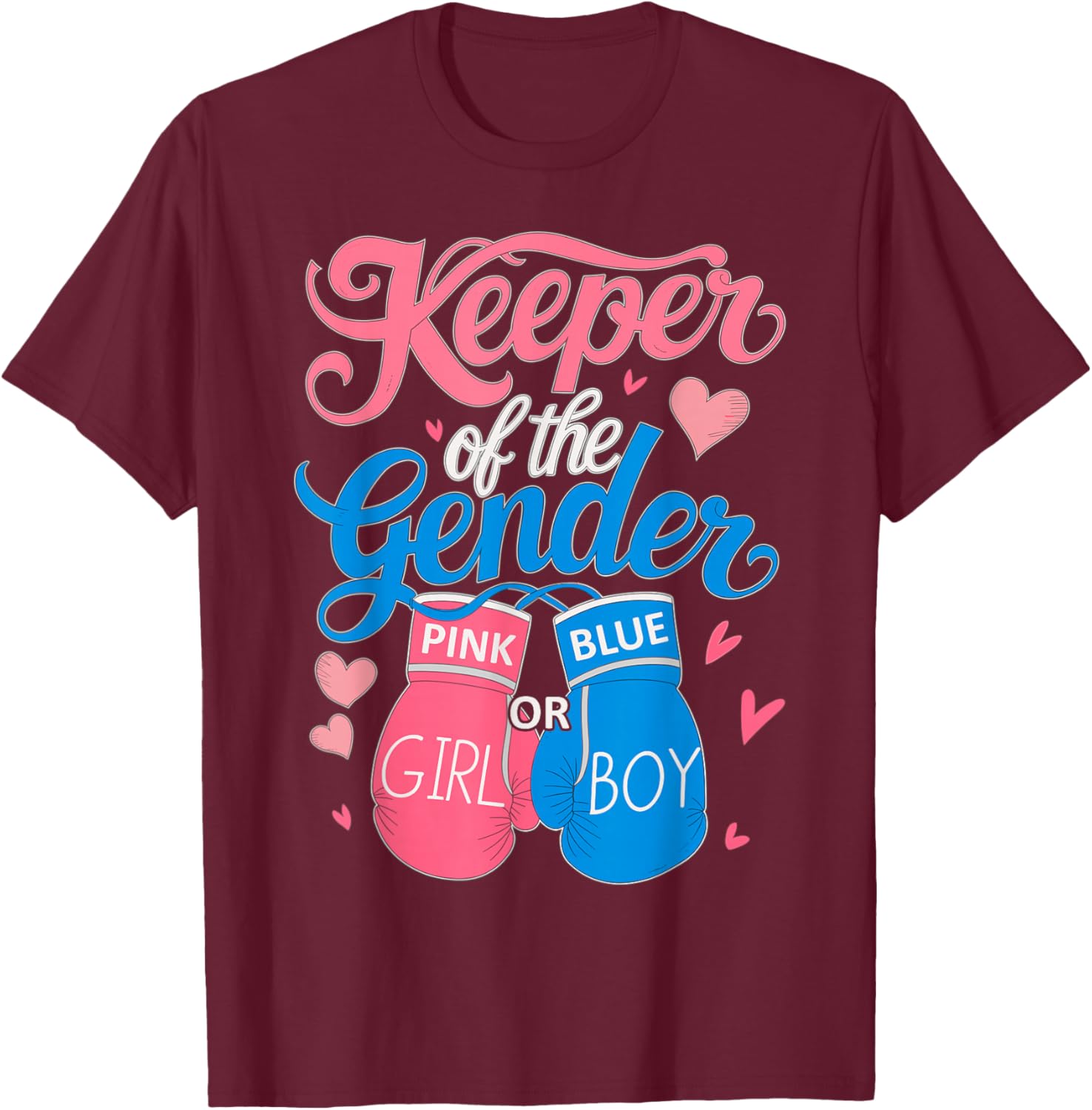 Keeper of Gender Boxing Gender Reveal Family Party T-Shirt - T-Shirt | Maroon