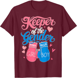 Keeper of Gender Boxing Gender Reveal Family Party T-Shirt - T-Shirt | Maroon