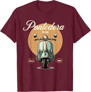 Pontedera Italy | Vintage Italian Scooter| Tuscany Travel T-Shirt - T-Shirt | Maroon