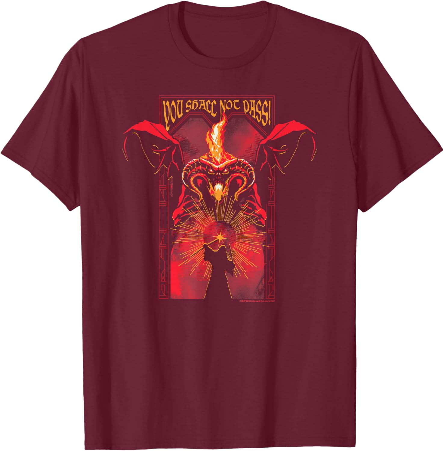The Lord of the Rings You Shall Not Pass! Epic Poster T-Shirt - T-Shirt | Maroon