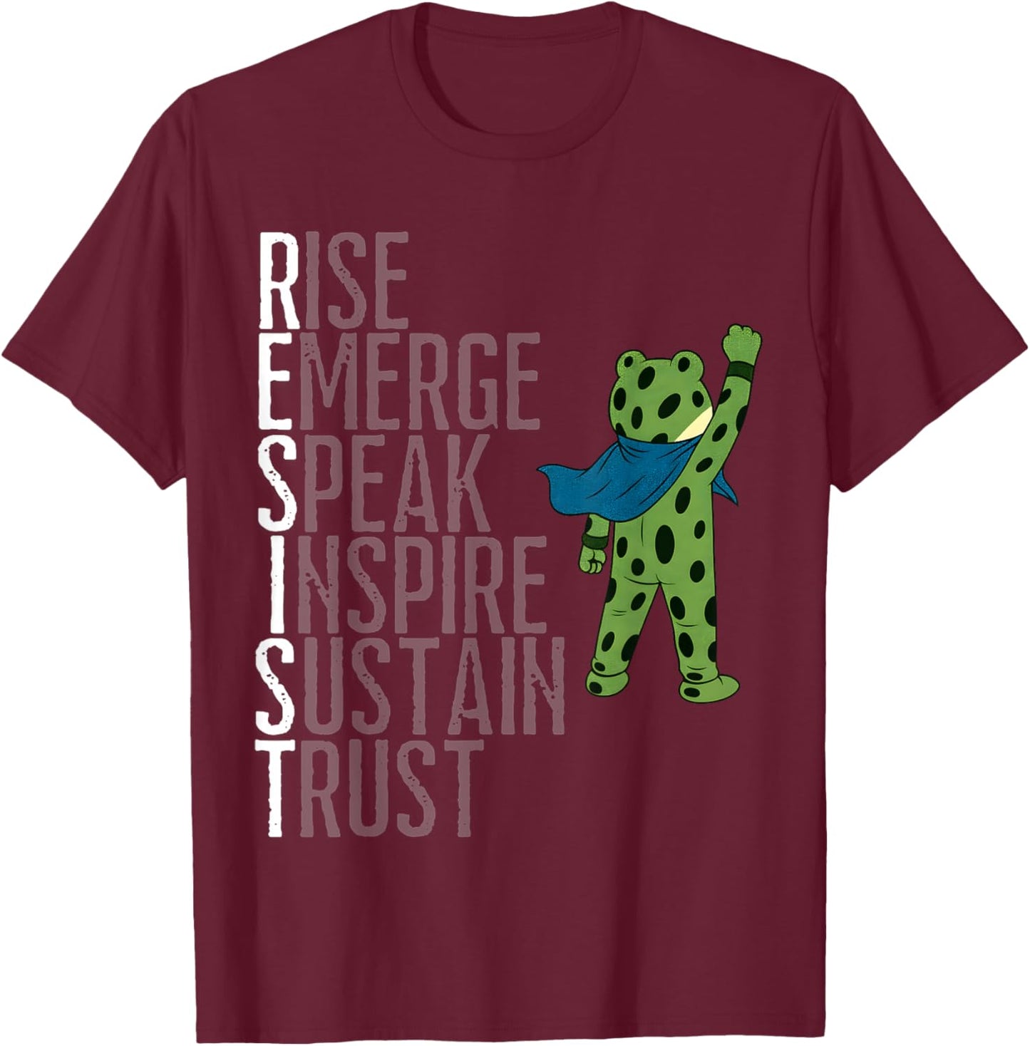 Portland Frog Protest Resist Vintage Art T-Shirt - T-Shirt | Maroon