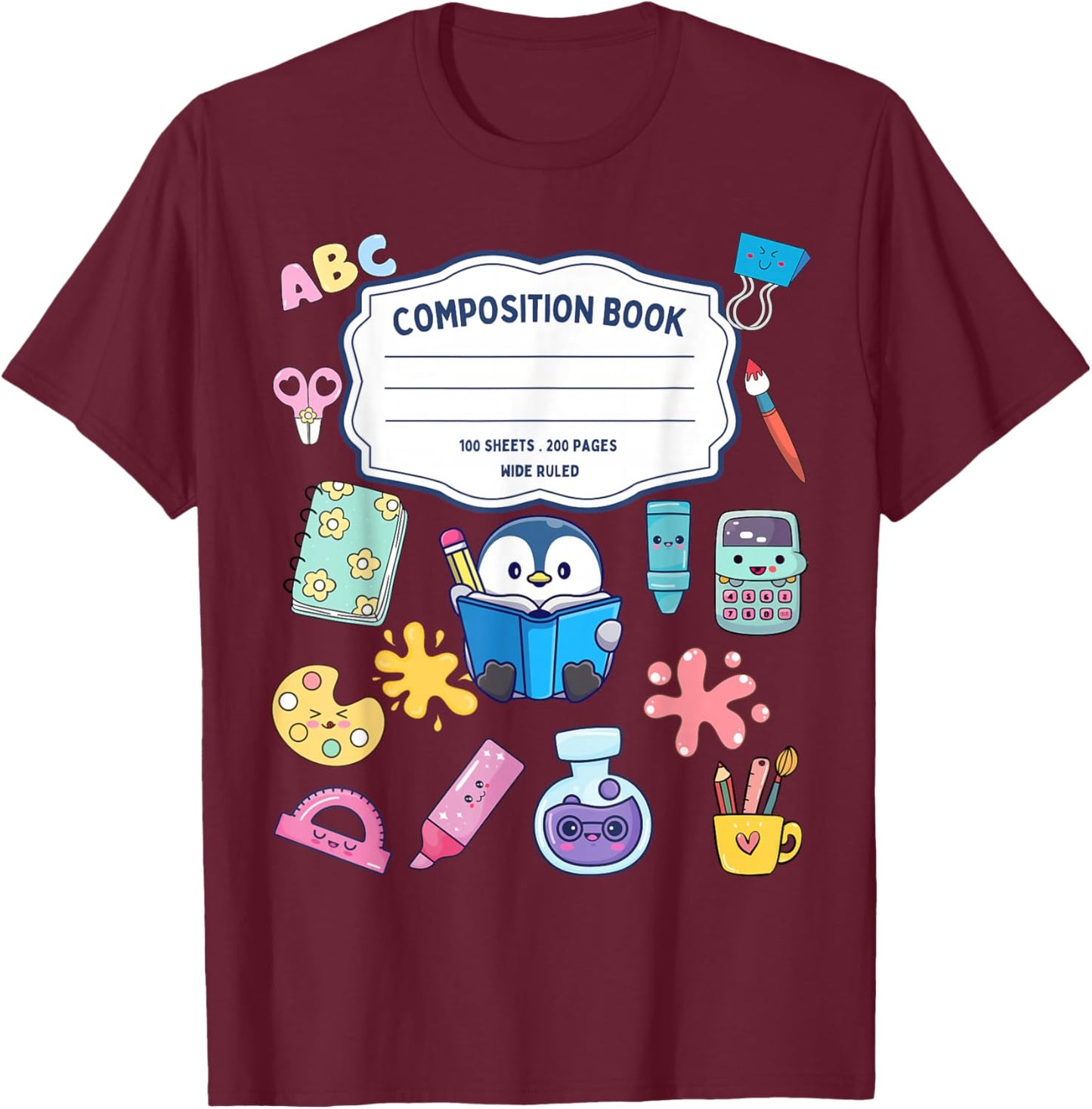 Composition Notebook Costume Matching Group Halloween School T-Shirt - T-Shirt | Maroon