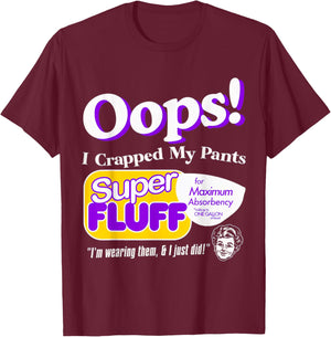 ndsndf Oops I Crapped Funny My Pants Vintage Retro Distressed Black Short Sleeve , Small, Adult, Humor, Casual, Everyday, Halloween T-Shirt - T-Shirt | Maroon