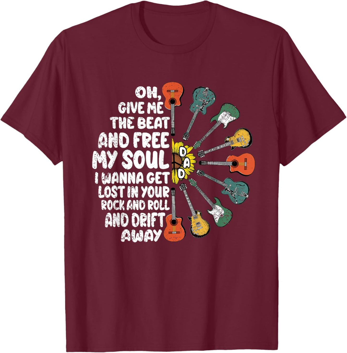 Guitar Player Dad Fathers Day Guitarist Musician Papa Men T-Shirt - T-Shirt | Maroon