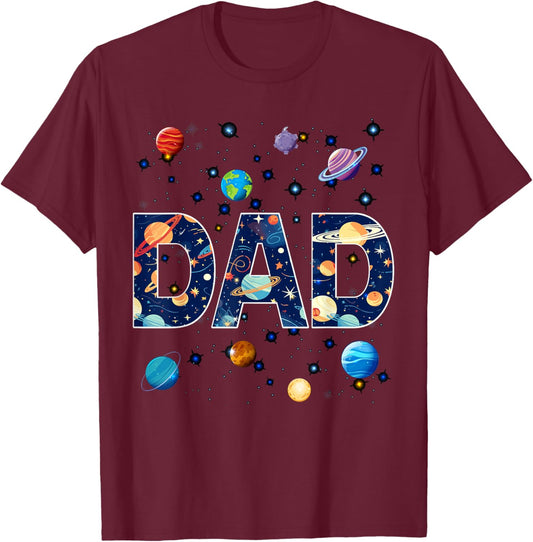 Dad Outer Space Galaxy Birthday T-Shirt - T-Shirt | Maroon