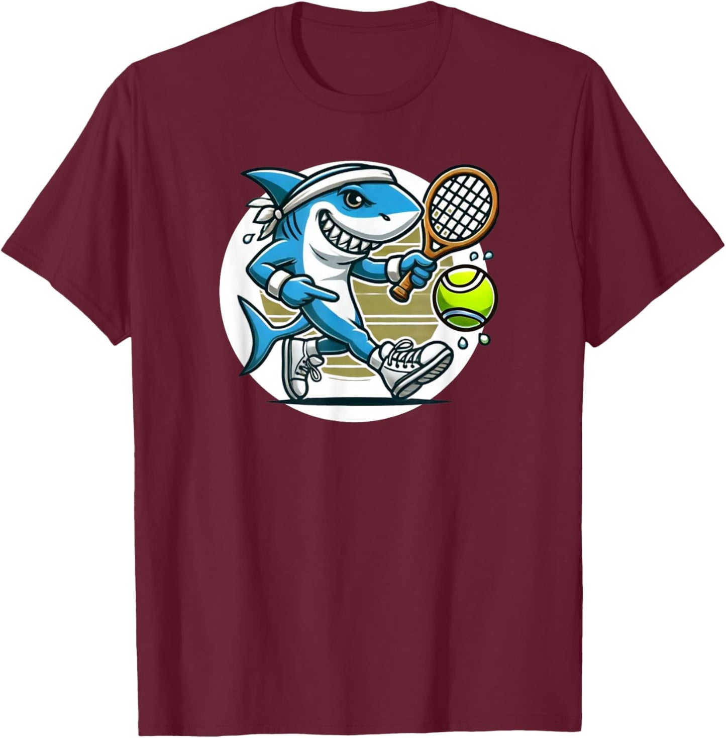 Tennis Skark Playing Tennis T-Shirt - T-Shirt | Maroon