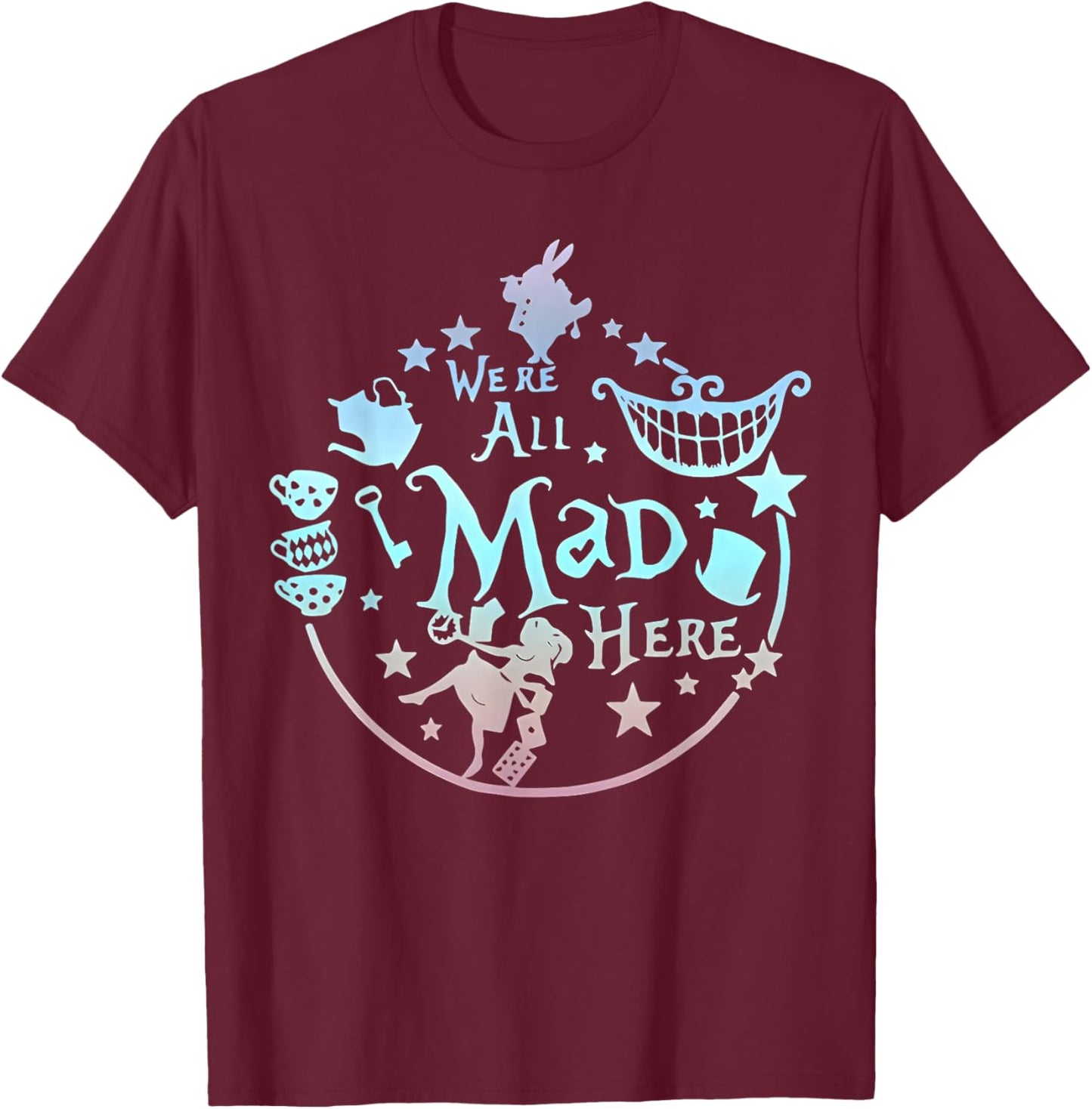 We're All Mad Here Vintage Adventures Vacation Funny Holiday T-Shirt - T-Shirt | Maroon