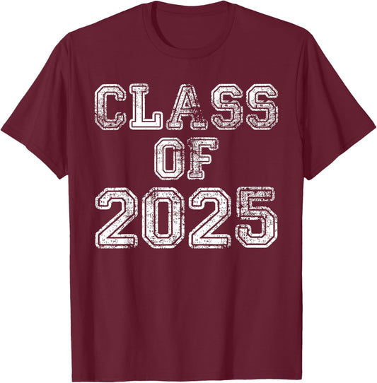 Class of 2025, Senior 2025 Graduation Vintage School Spirit T-Shirt - T-Shirt | Maroon