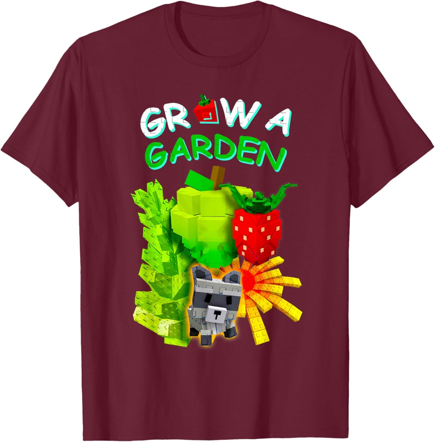 Grow A Garden Sugar Apple Romanesco Elder Strawberry Gamer T-Shirt - T-Shirt | Maroon