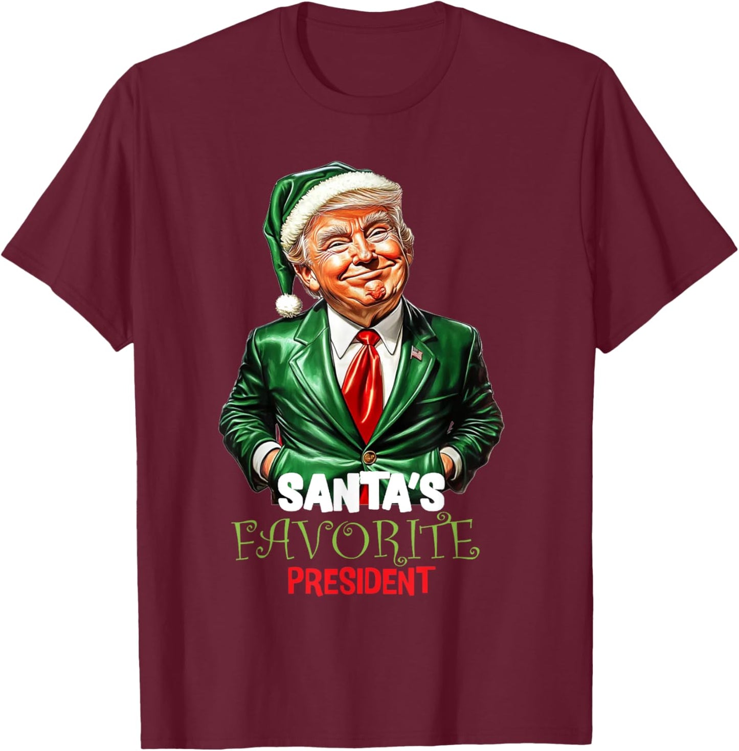 Santa's Favorite President Funny Trump T-Shirt - T-Shirt | Maroon
