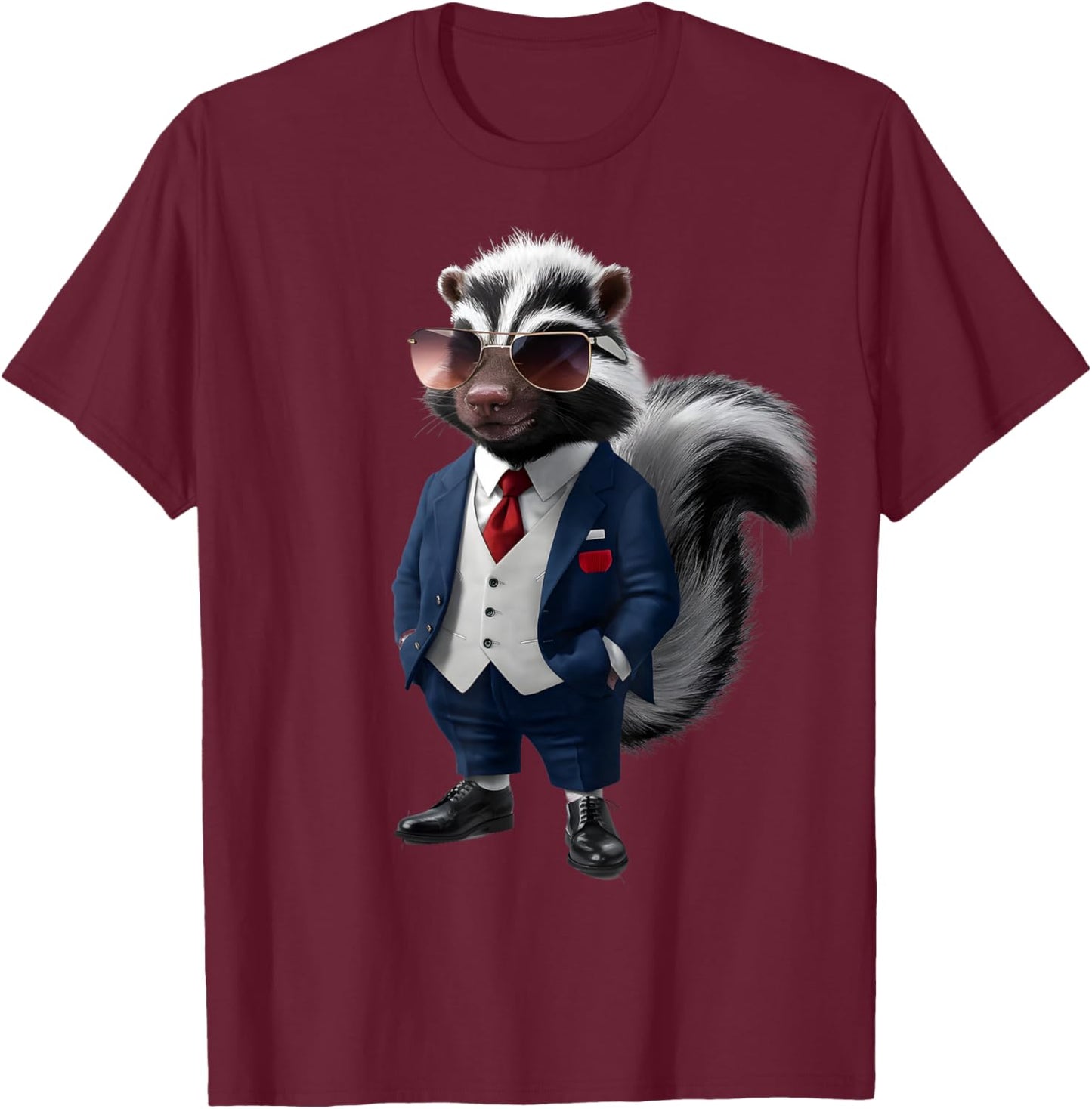 Skunk Men's Women's Skunk in Suit Skunk T-Shirt - T-Shirt | Maroon