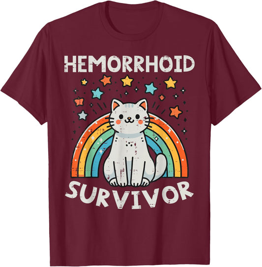 Survivor Cat Funny Cringe Weird Adult Humor Inappropriate T-Shirt - T-Shirt | Maroon