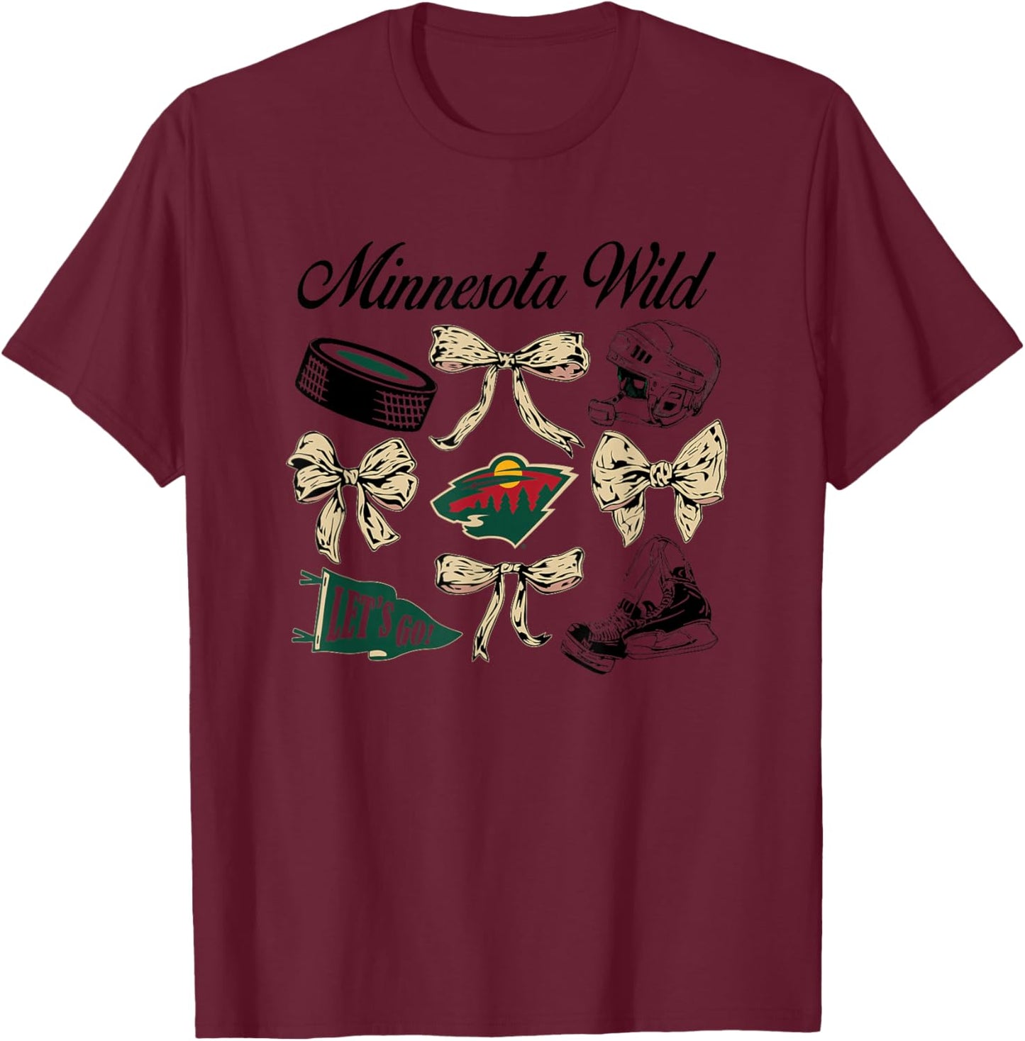 Minnesota Wild Bows White NHL Officially Licensed T-Shirt - T-Shirt | Maroon