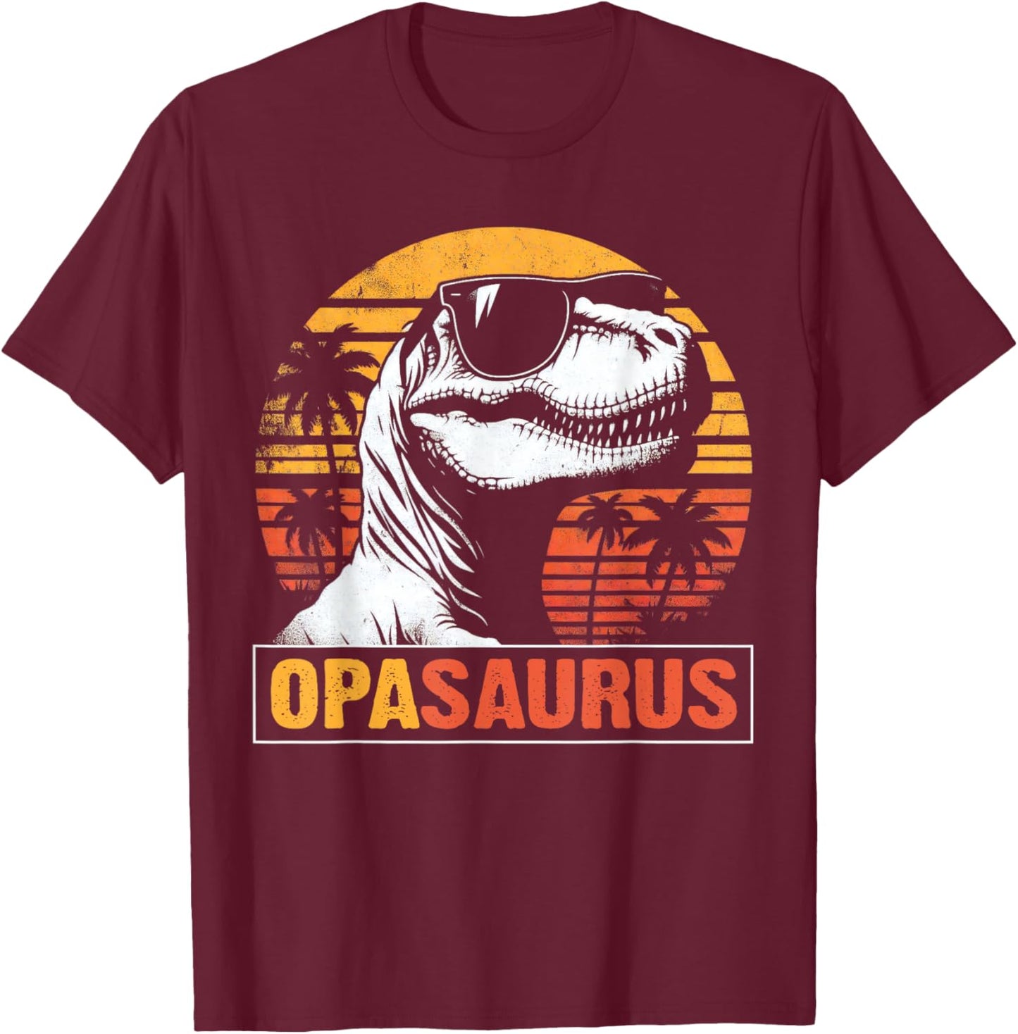 Opasaurus Funny T rex Dinosaur Opa Vintage Fathers Day T-Shirt - T-Shirt | Maroon