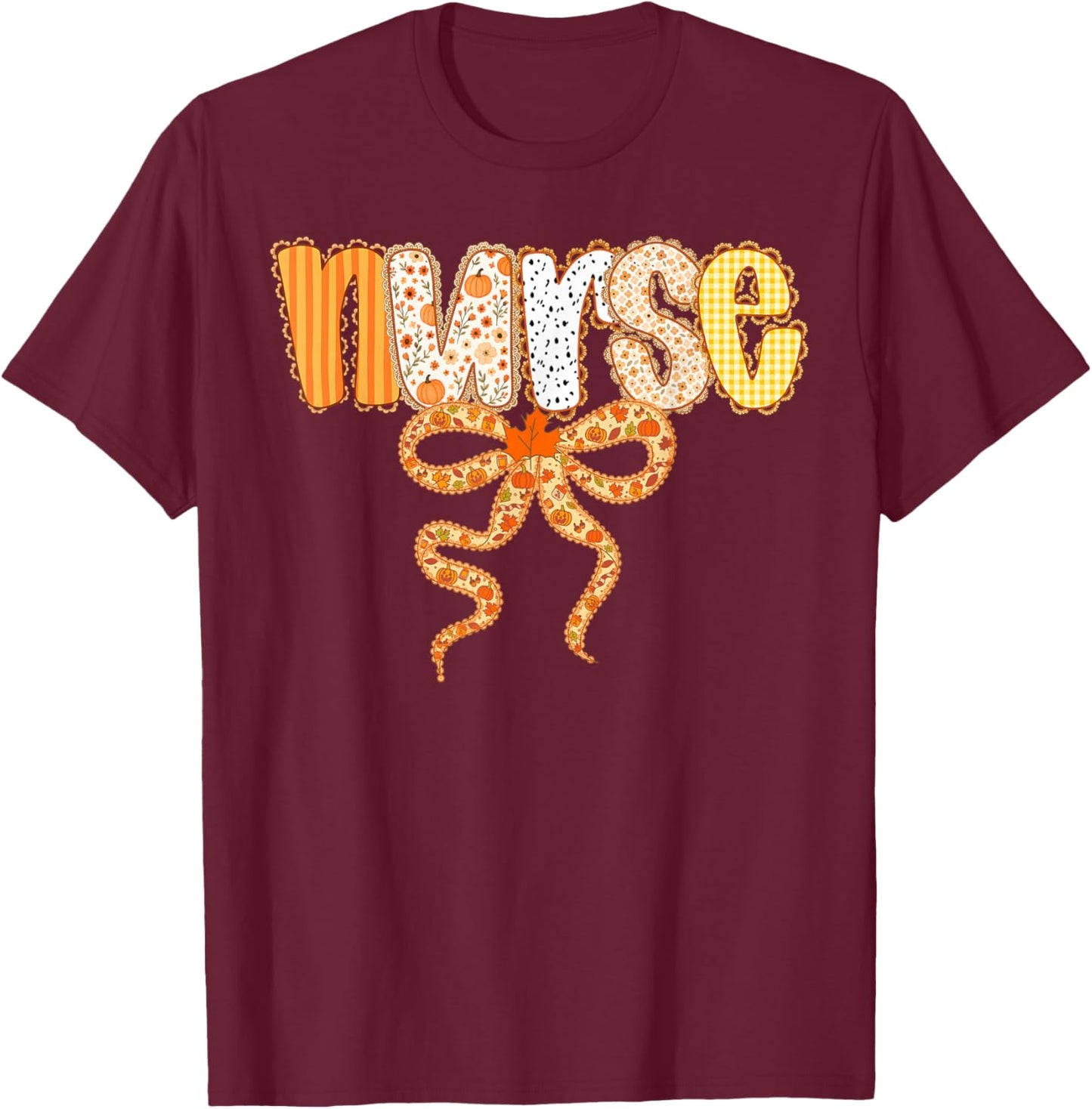 Thankful Nurse Fall Stethoscope Thanksgiving Nurse Women T-Shirt - T-Shirt | Maroon