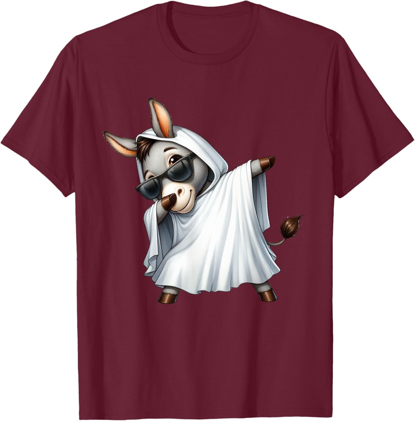 Funny Ghost Donkey Halloween Animals Donkey Lover Spooky T-Shirt - T-Shirt | Maroon