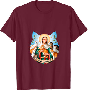 Women's St Gertrude of Nivelles V-Neck T-Shirt - T-Shirt | Maroon