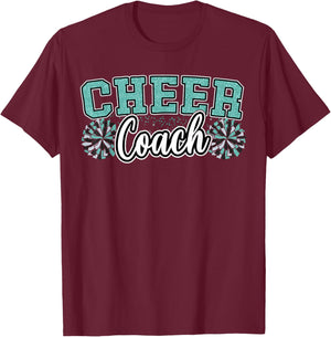 Loud Proud Cheer Coach Teal Pom Poms Cheerleader Women Girl T-Shirt - T-Shirt | Maroon