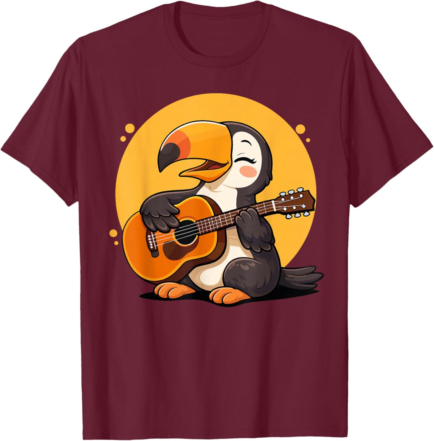 Toucan Playing Guitar Graphic Toucan Boys Girls Guitar Lover T-Shirt - T-Shirt | Maroon