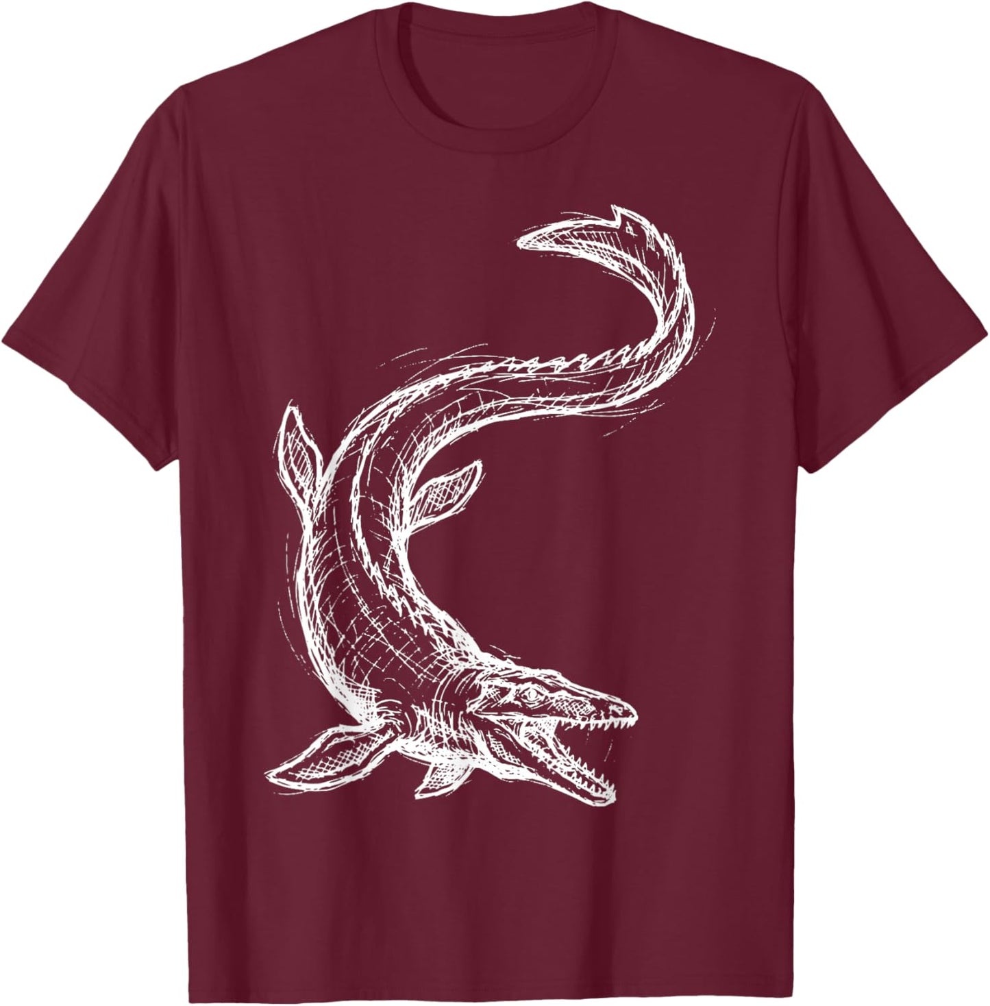 Mosasaurus Illustration Mosasaur T-Shirt - T-Shirt | Maroon