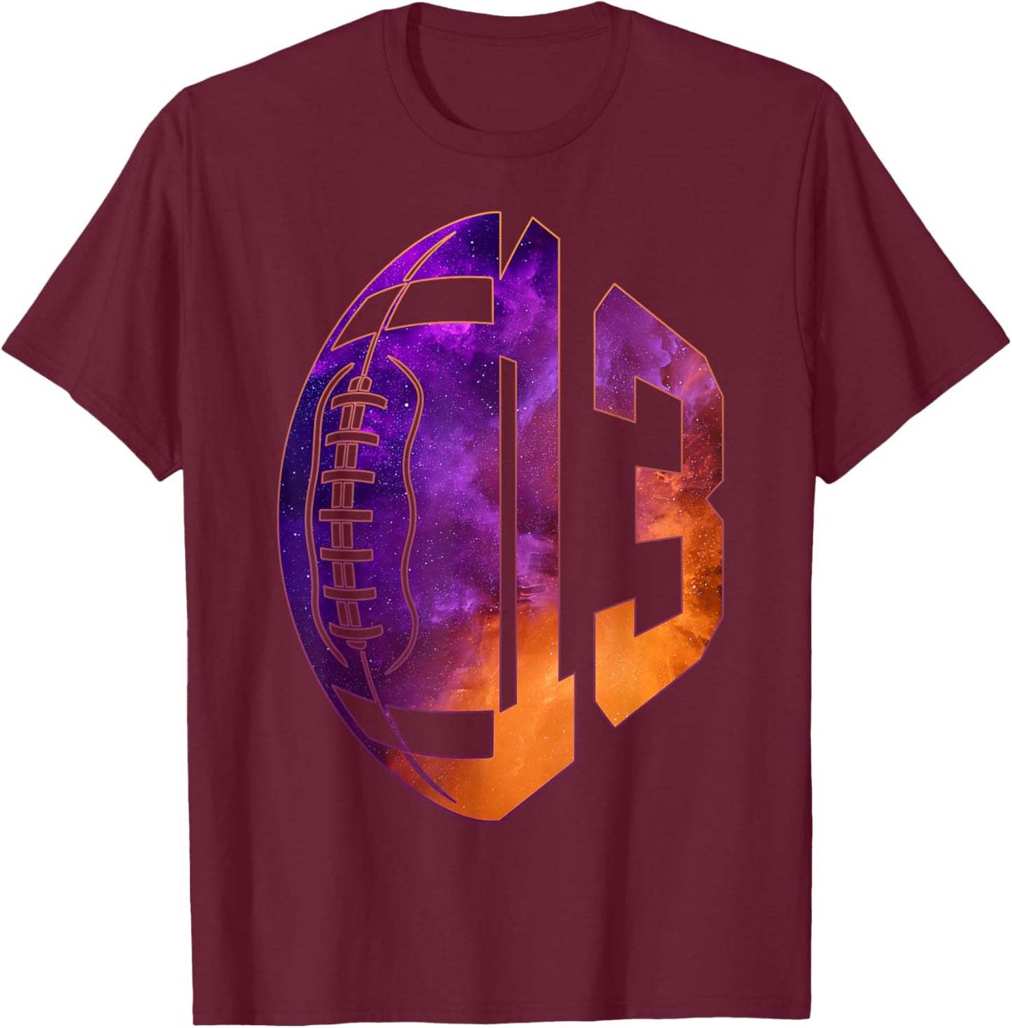 Number 13 Years Football 13TH Birthday T-Shirt - T-Shirt | Maroon