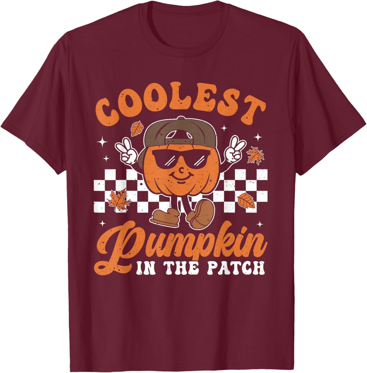 Coolest Pumpkin In The Patch Halloween Boys Girls Teens Kids T-Shirt - T-Shirt | Maroon
