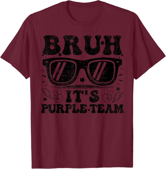 Field Day Bruh It's Purple Team Teacher Boys Girl Peace Hand T-Shirt - T-Shirt | Maroon