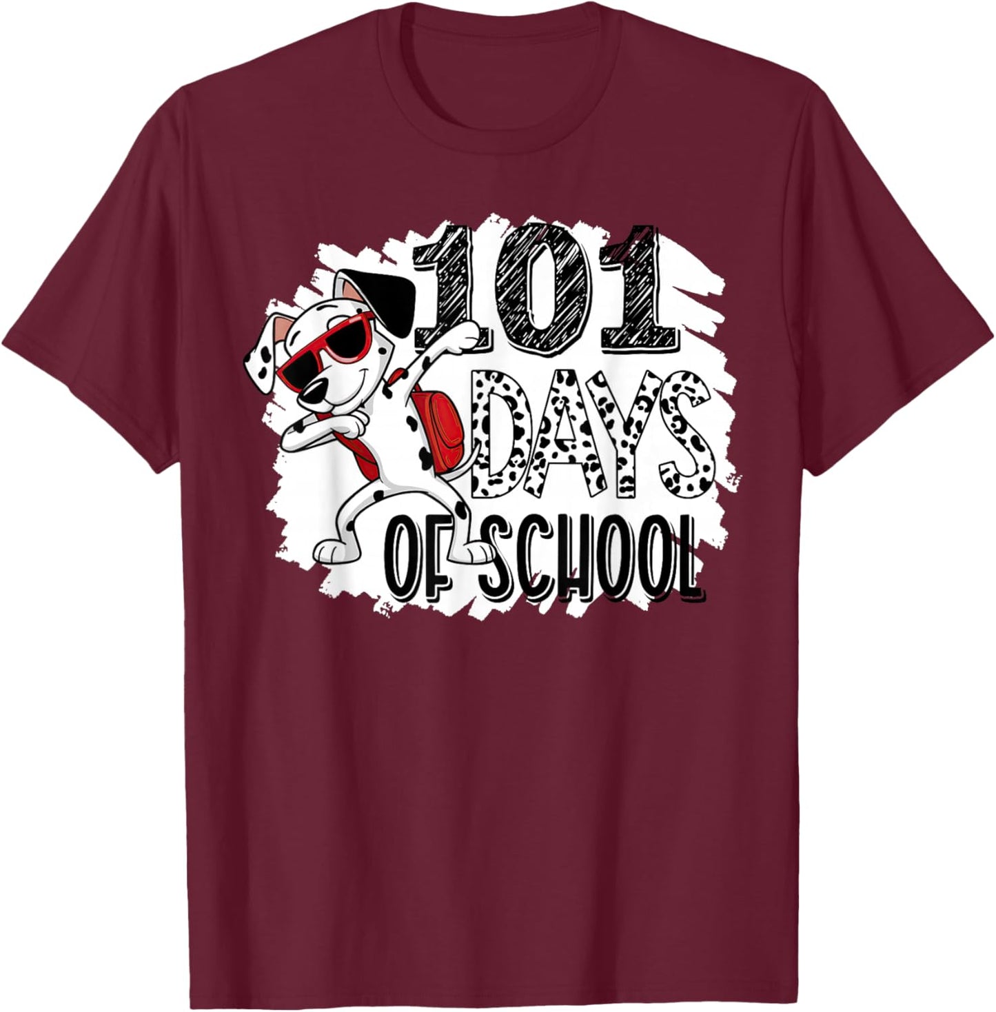 100 Days Of School Dabbing Dalmatian Dog 100th Day Of School T-Shirt - T-Shirt | Maroon