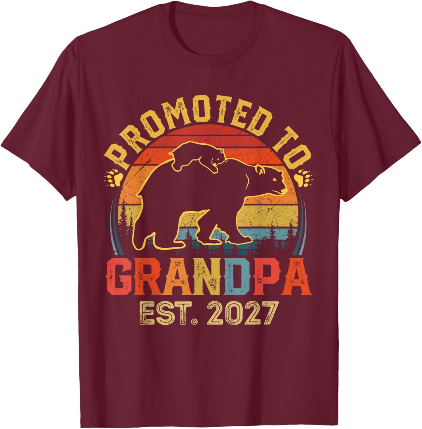 Promoted to Grandpa Est 2027 New for Dad T-Shirt - T-Shirt | Maroon