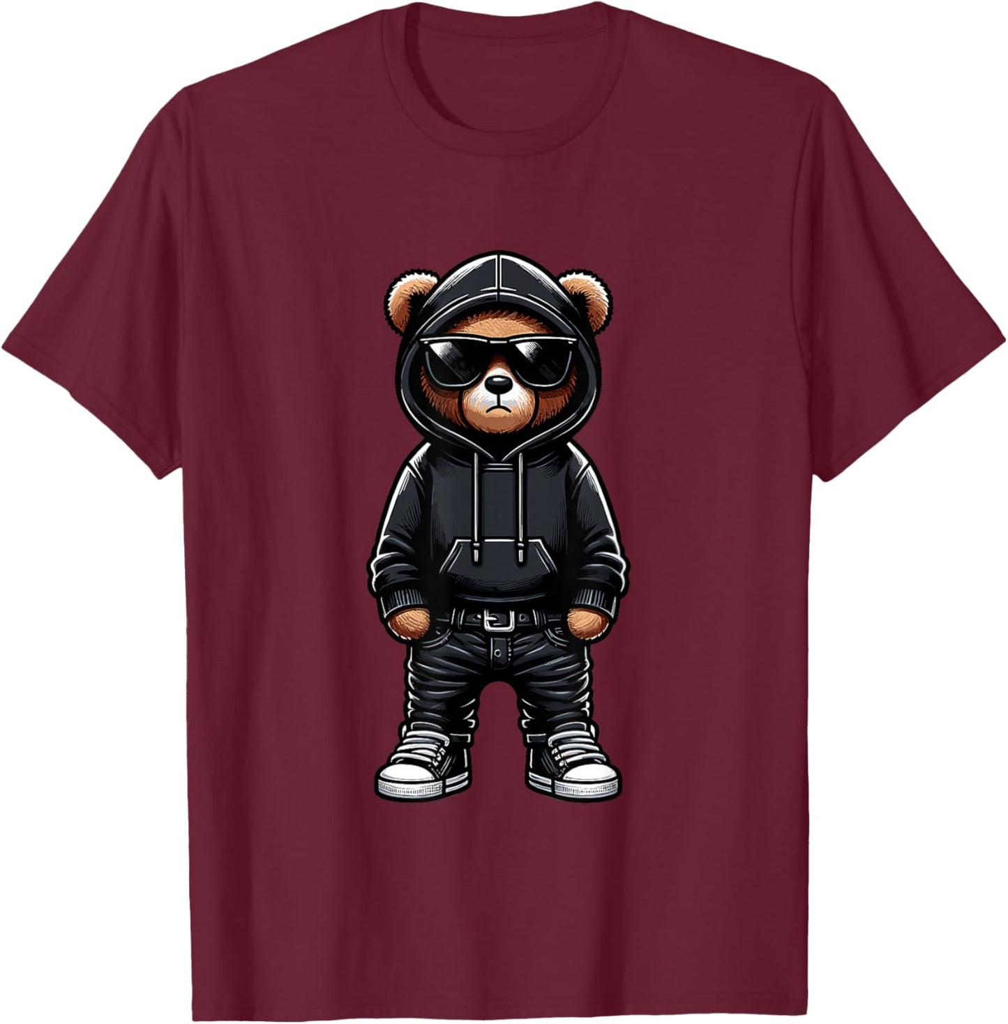 Teddy Bear Cool Bears Hip Hop Streetwear Graphic Colorful T-Shirt - T-Shirt | Maroon