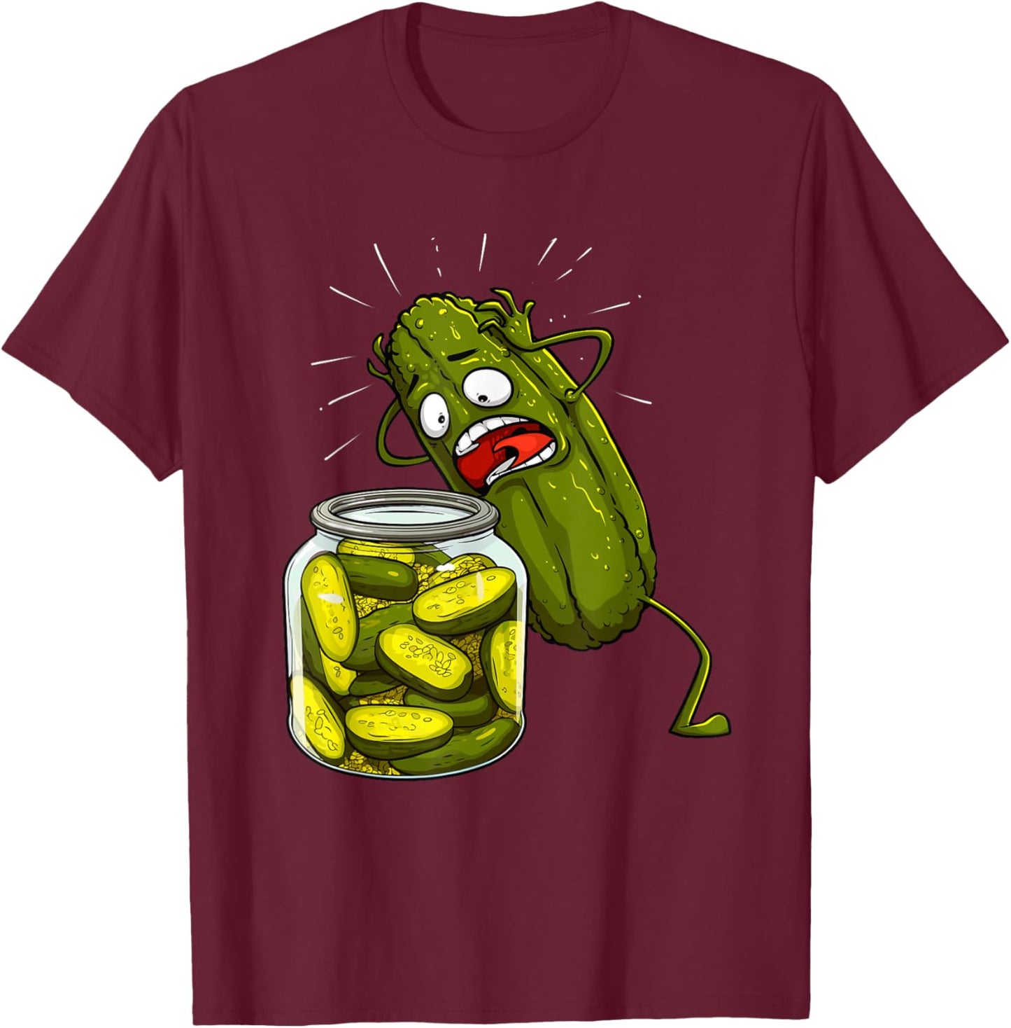 Best Pickle Art Women Kids Jarr Dill Pickle Novelty T-Shirt - T-Shirt | Maroon