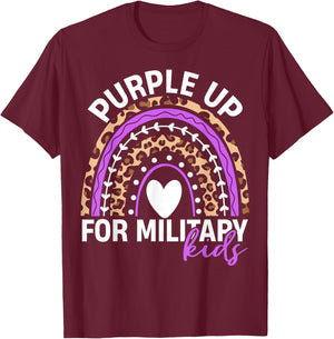 Purple Up for Military Kids Month Military Child Rainbow T-Shirt - T-Shirt | Maroon