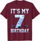 It's My 7th Birthday Ice Hockey 7 Years Bday Boy Kids T-Shirt - T-Shirt | Maroon