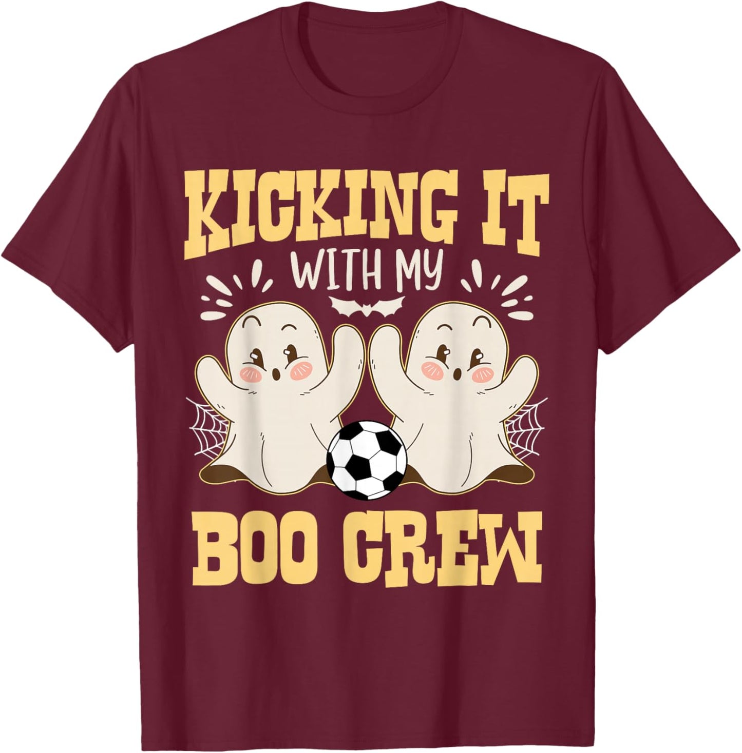 Kicking It With My Boo Crew Halloween Soccer T-Shirt - T-Shirt | Maroon